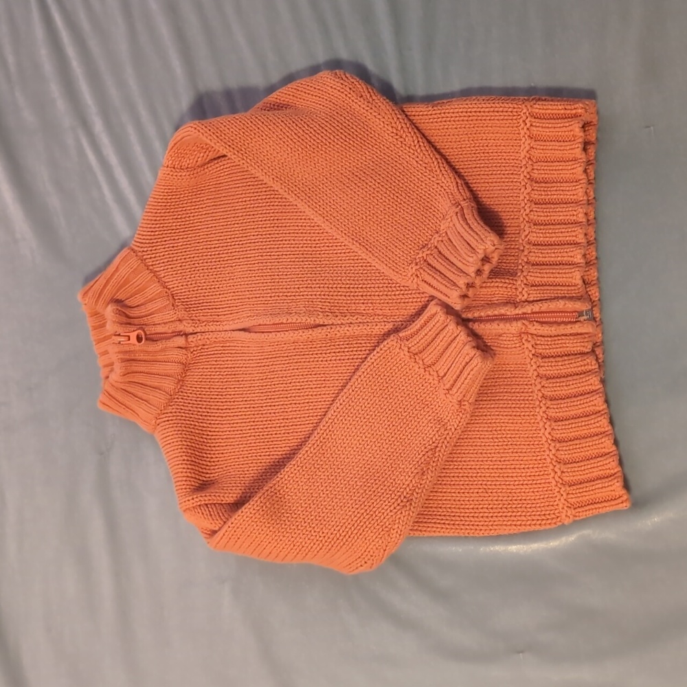 Boys orange Knit Zip Up Sweater